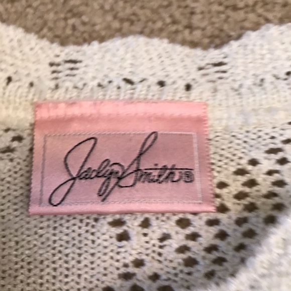 Vintage 90s Jaclyn Smith White Open Knit Tunic Sweater Womens Large Layering - Picture 4 of 7